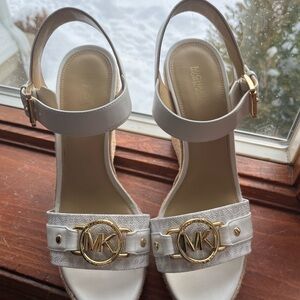 Michael Kors Cream and Gold Wedge Sandals